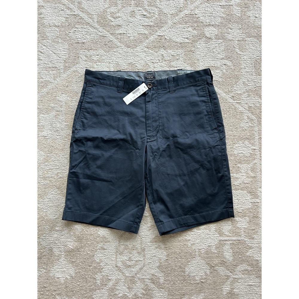 NWT J Crew Chino Shorts Mens 32x10.5 Navy Blue Stretch Re-Imagined Cotton Preppy